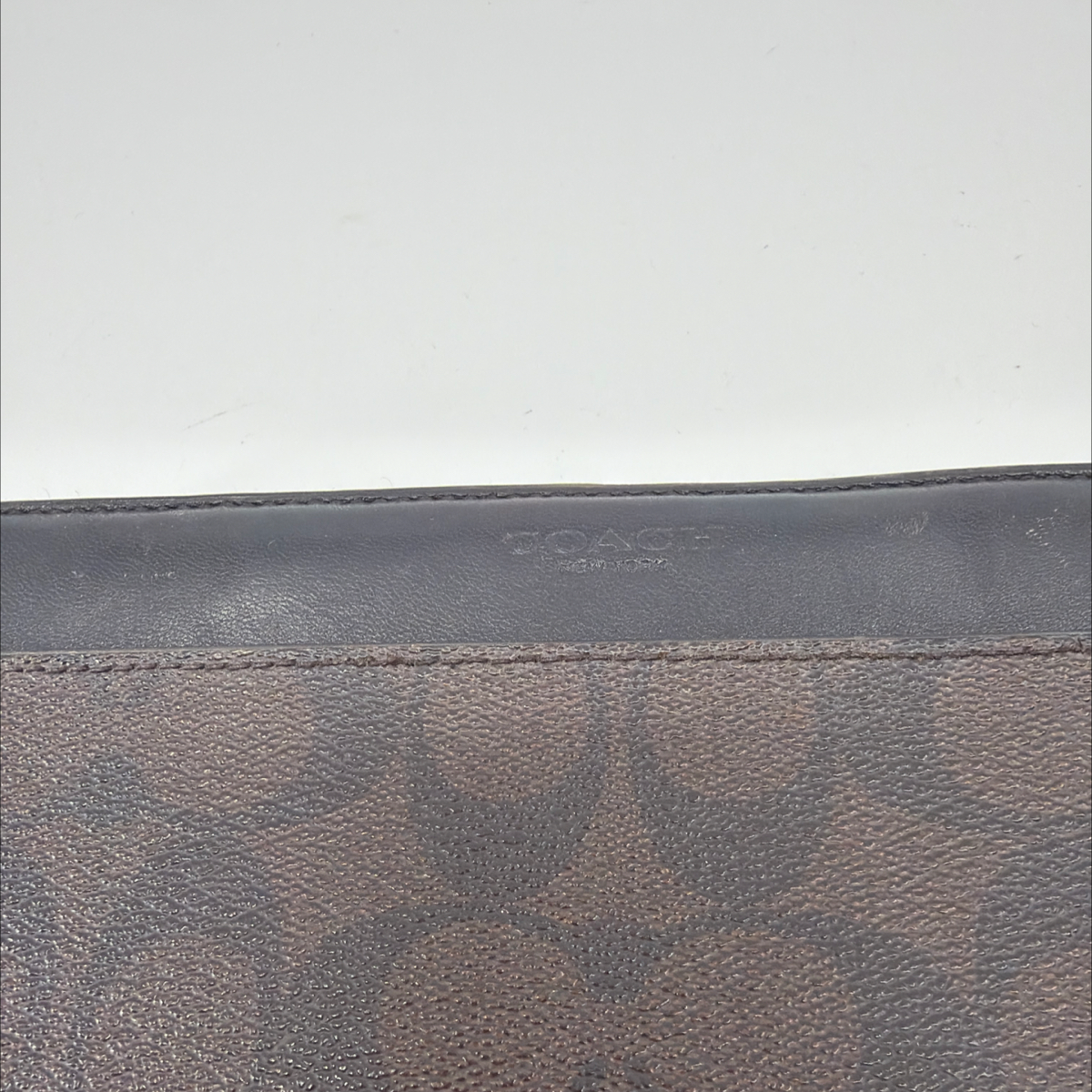 Coach Accordion Zip Brown/Black Signature Coated Canvas Wallet