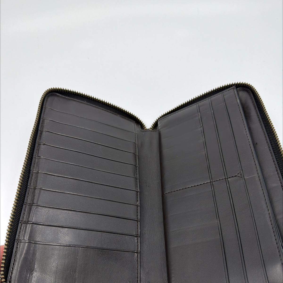 Coach Accordion Zip Brown/Black Signature Coated Canvas Wallet