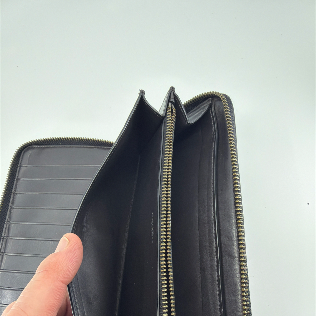 Coach Accordion Zip Brown/Black Signature Coated Canvas Wallet