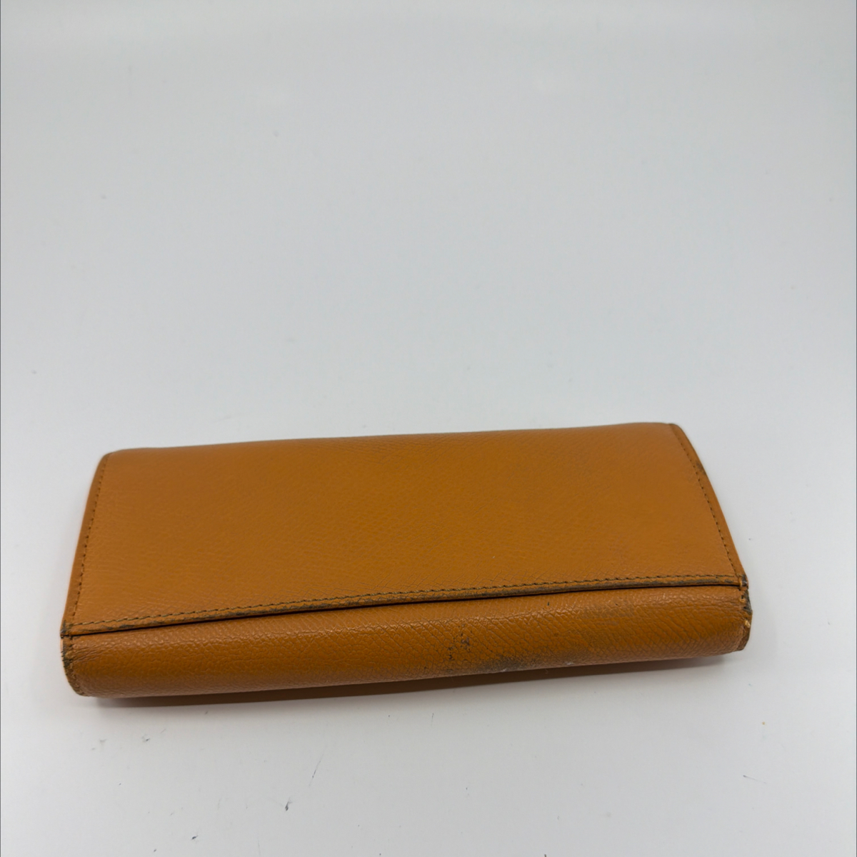 Coach Tan Pebbled Leather Signature Canvas Flap Wallet