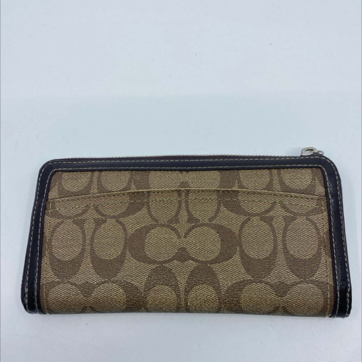 Coach Signature C Brown Coated Canvas Zip Around Wallet