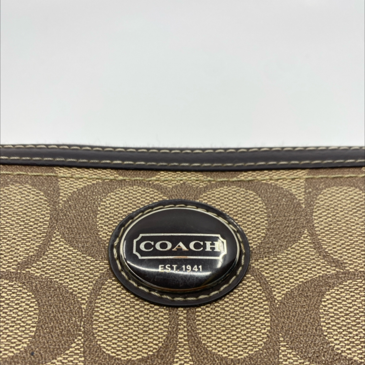 Coach Signature C Brown Coated Canvas Zip Around Wallet