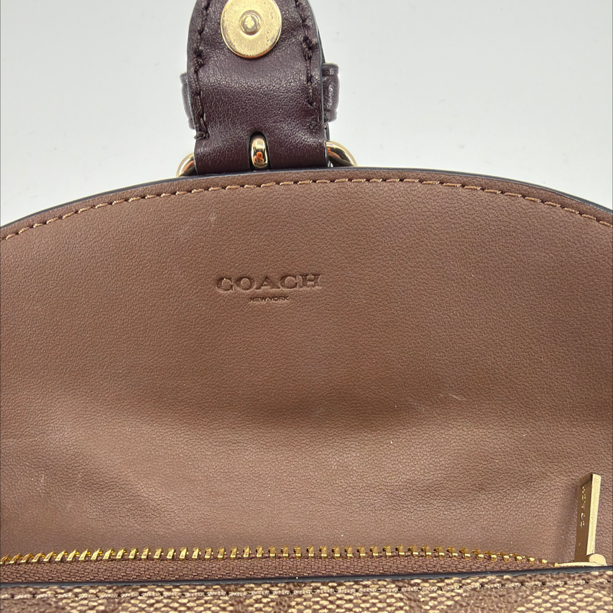 Coach Buckle Small Wallet Brown Signature Canvas