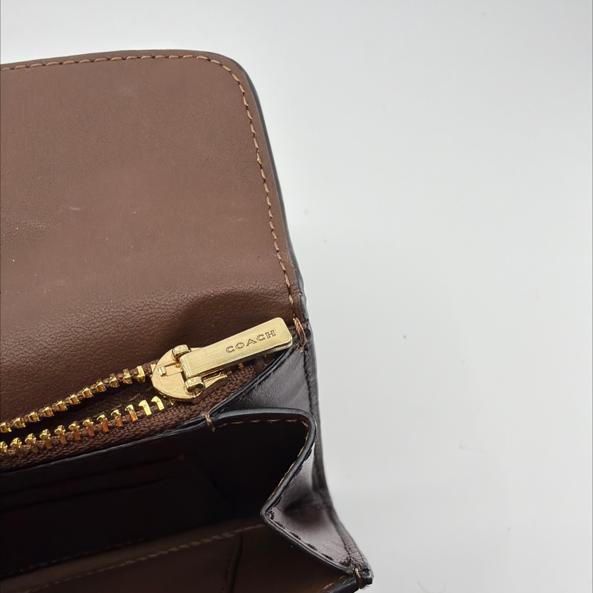 Coach Buckle Small Wallet Brown Signature Canvas
