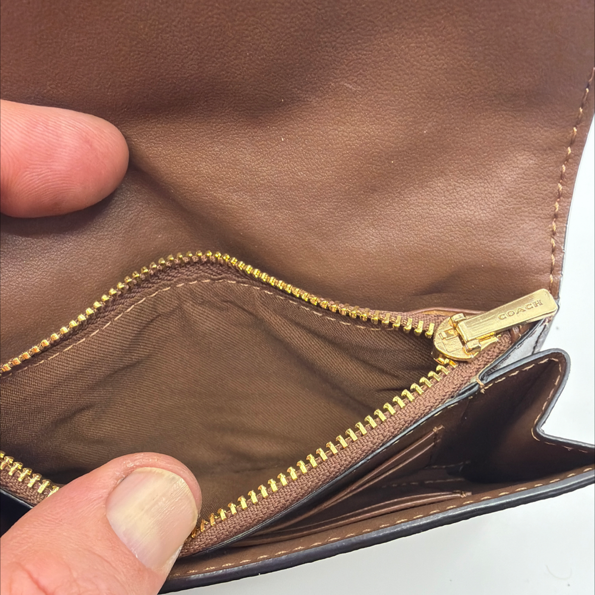 Coach Buckle Small Wallet Brown Signature Canvas