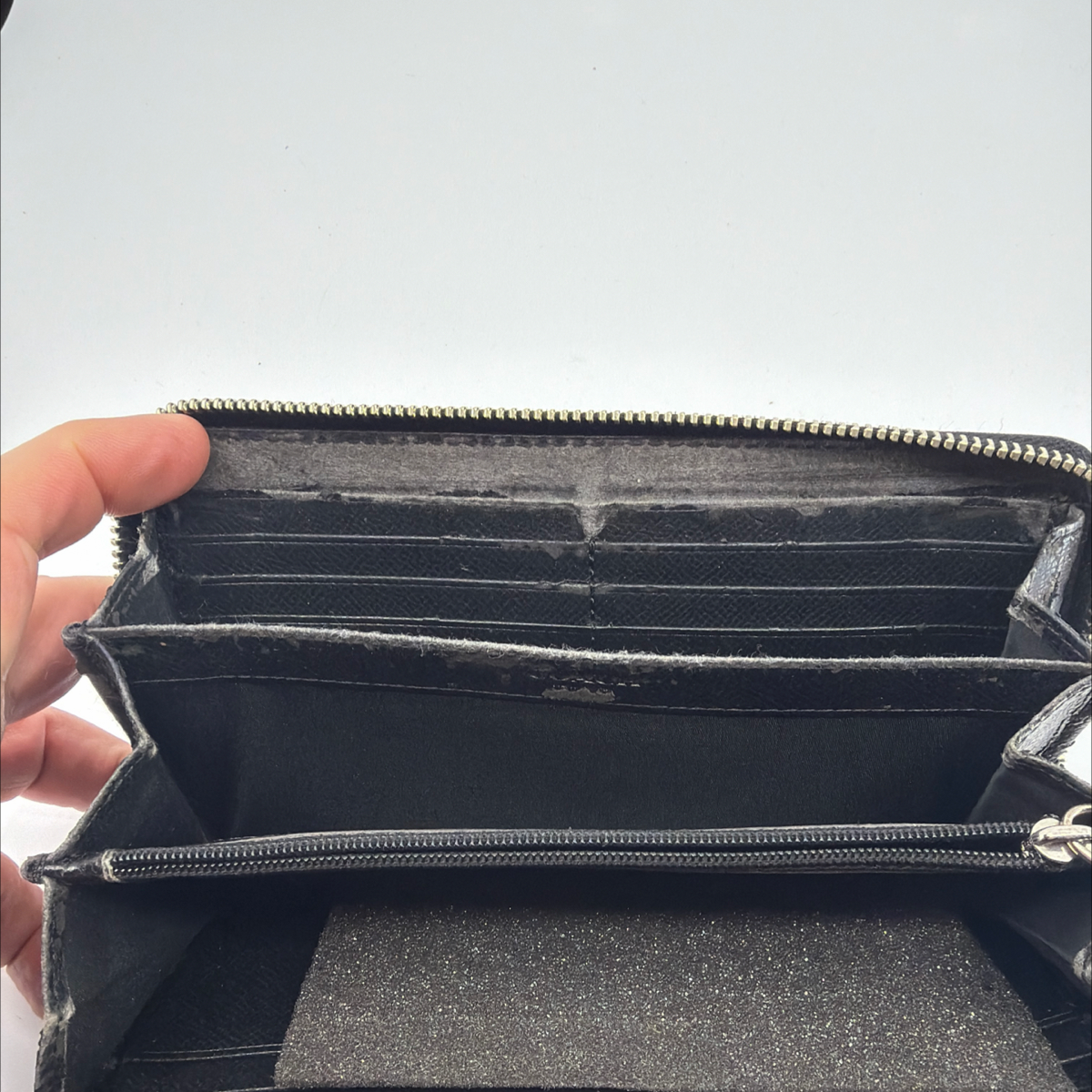 Coach Zip Around Grey Leopard Print Coated Canvas Wallet