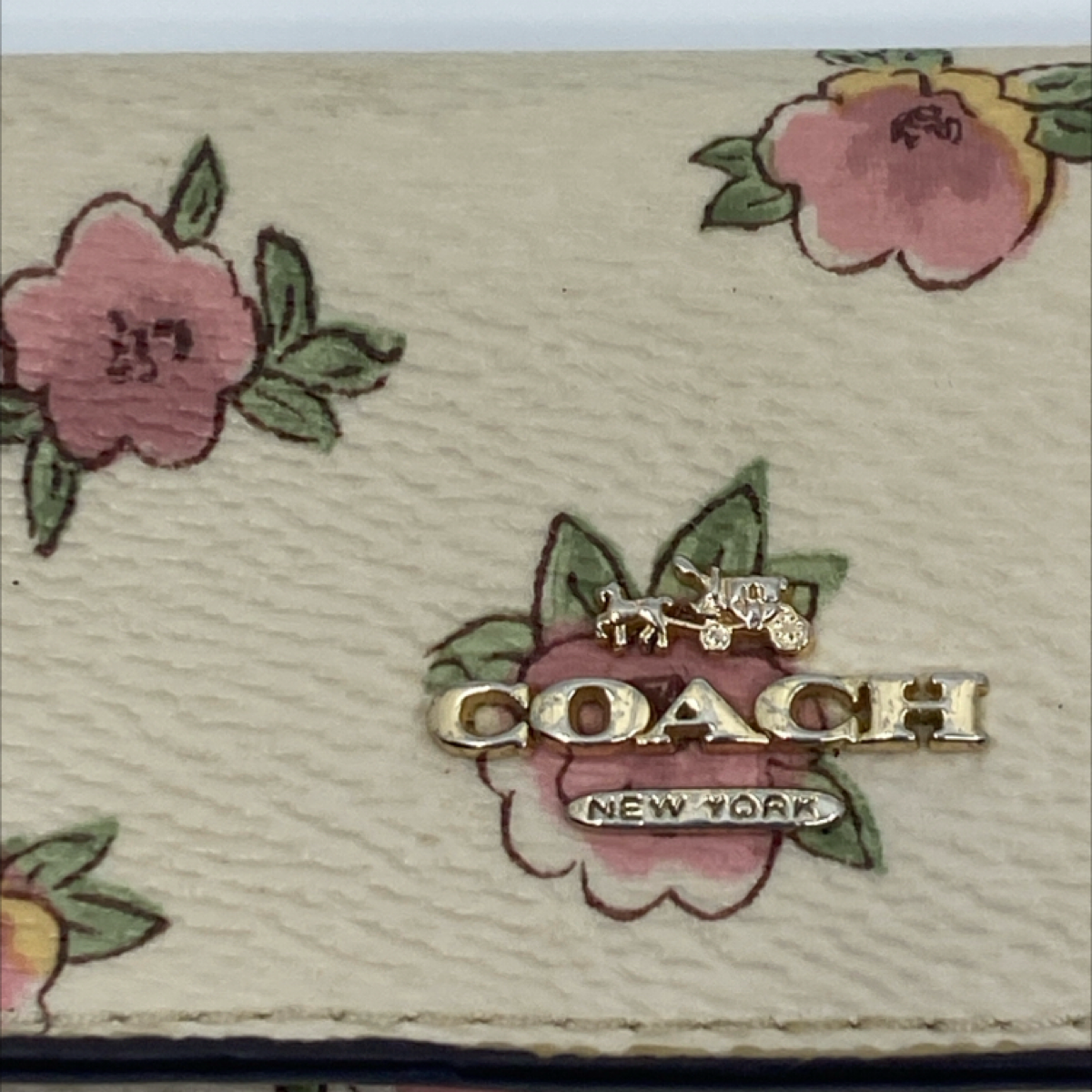 Coach Floral Print Coated Canvas Key Case Cream Multi
