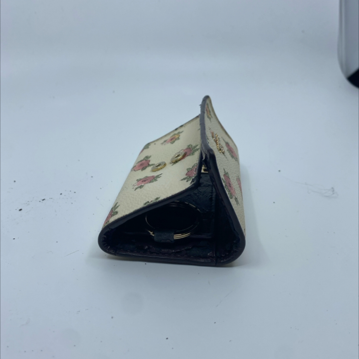 Coach Floral Print Coated Canvas Key Case Cream Multi