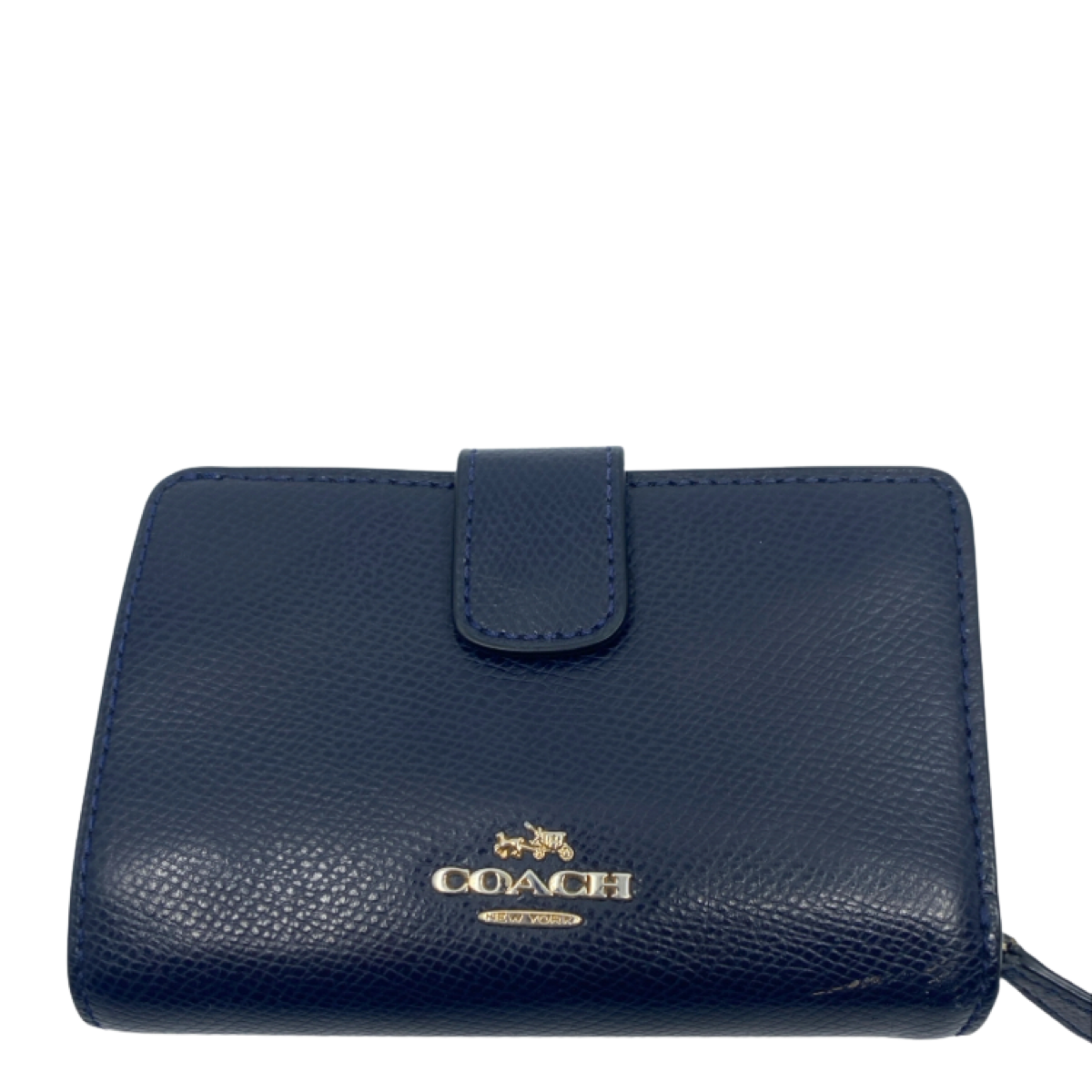 Coach Small Snap Navy Pebbled Leather Wallet