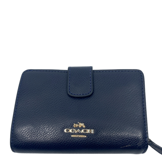 Coach Small Snap Navy Pebbled Leather Wallet