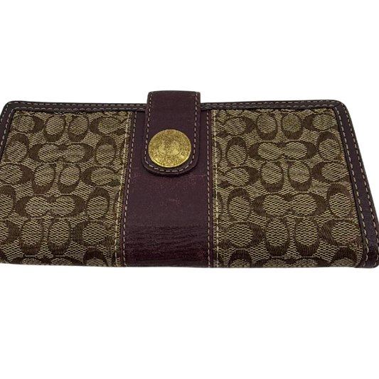 Coach Signature C Flap Brown Burgundy Canvas Wallet