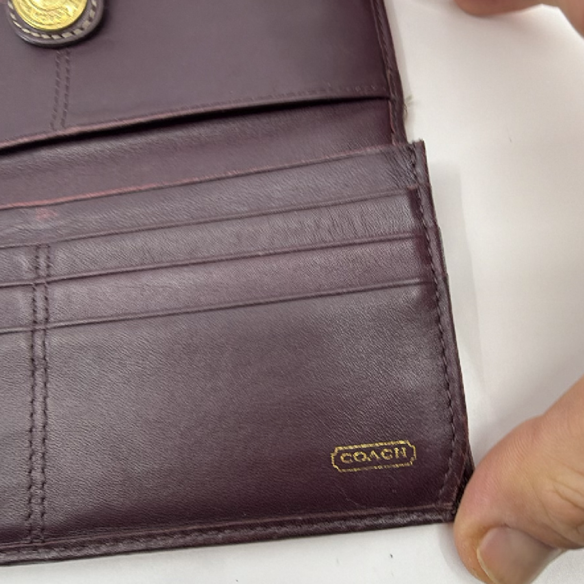 Coach Signature C Flap Brown Burgundy Canvas Wallet