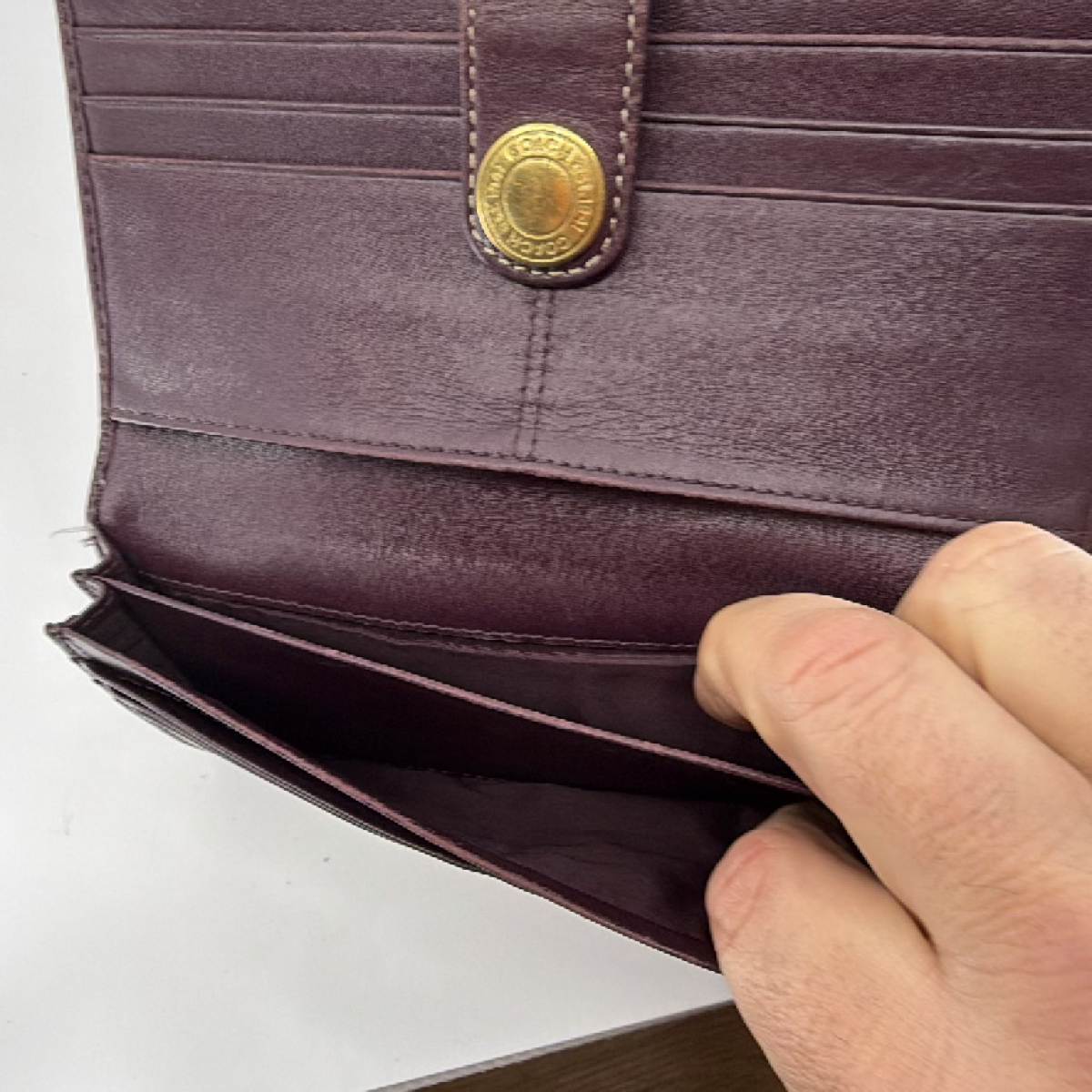 Coach Signature C Flap Brown Burgundy Canvas Wallet