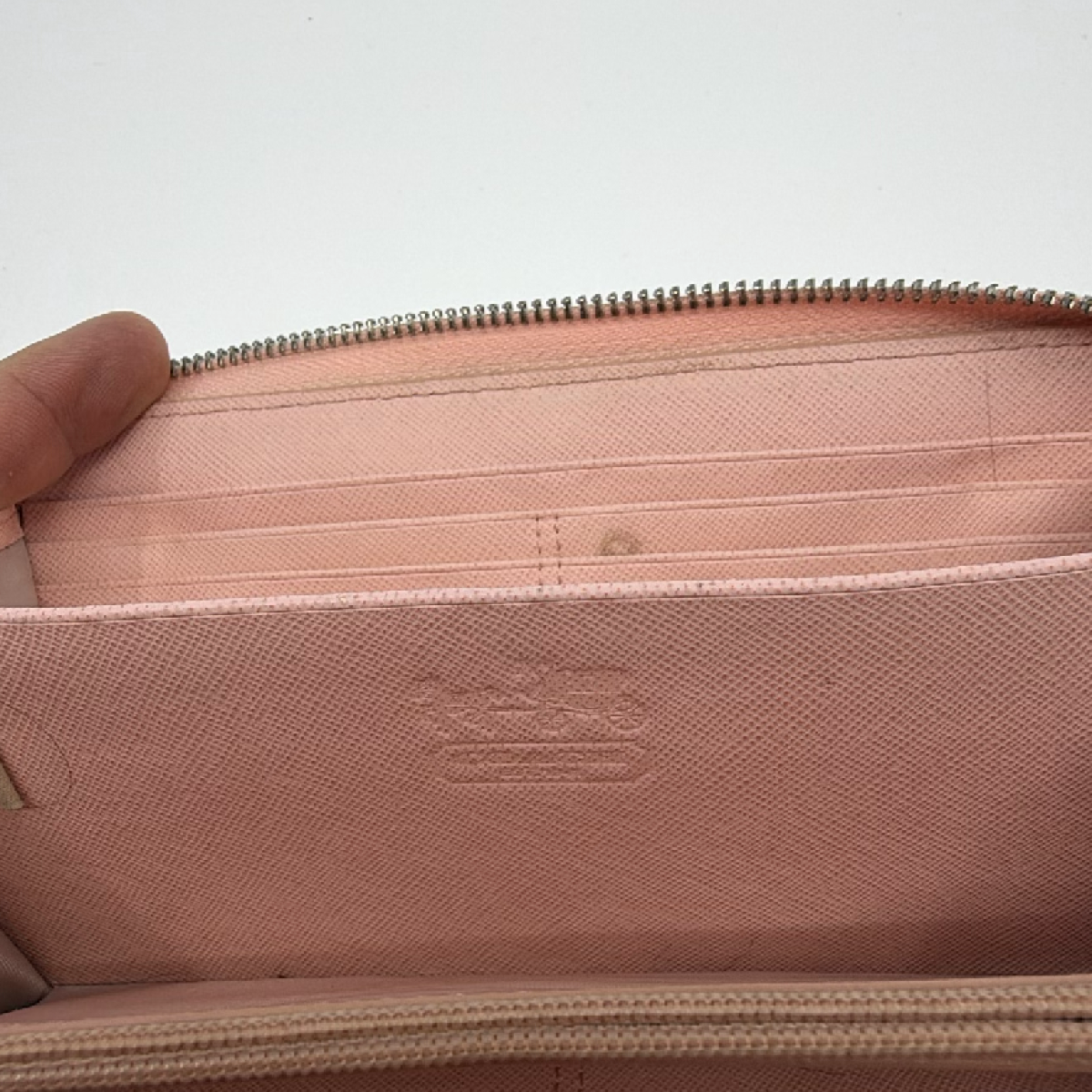 Coach Accordion Zip Pink Signature C Coated Canvas Wallet