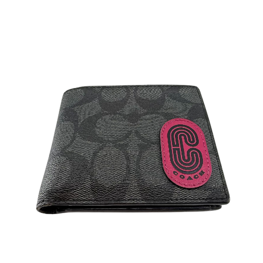 Coach Signature C Bifold Wallet Charcoal Pink Coated Canvas