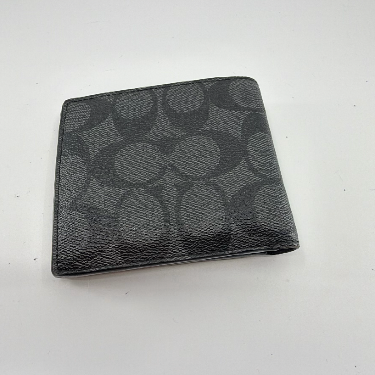 Coach Signature C Bifold Wallet Charcoal Pink Coated Canvas