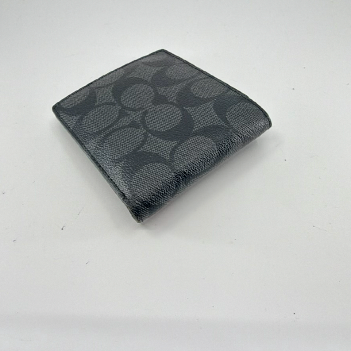 Coach Signature C Bifold Wallet Charcoal Pink Coated Canvas