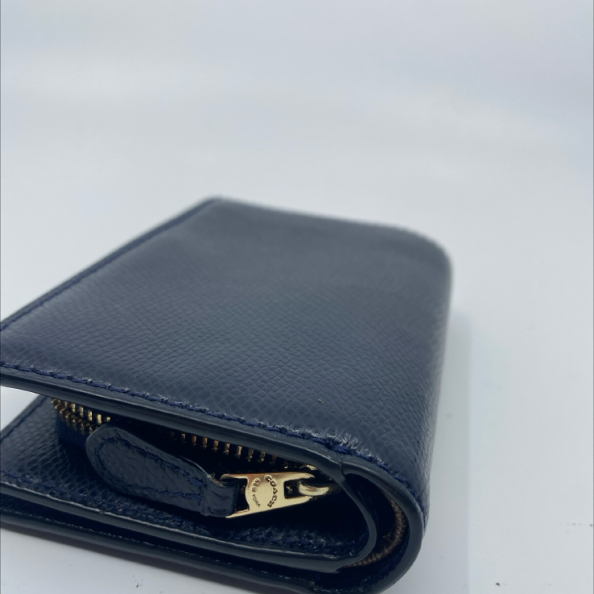 Coach Small Snap Navy Pebbled Leather Wallet