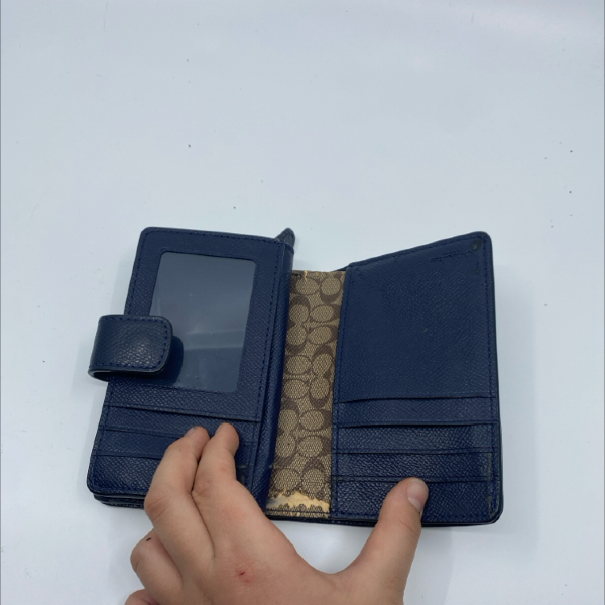 Coach Small Snap Navy Pebbled Leather Wallet