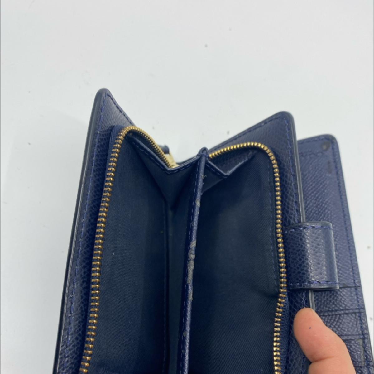 Coach Small Snap Navy Pebbled Leather Wallet