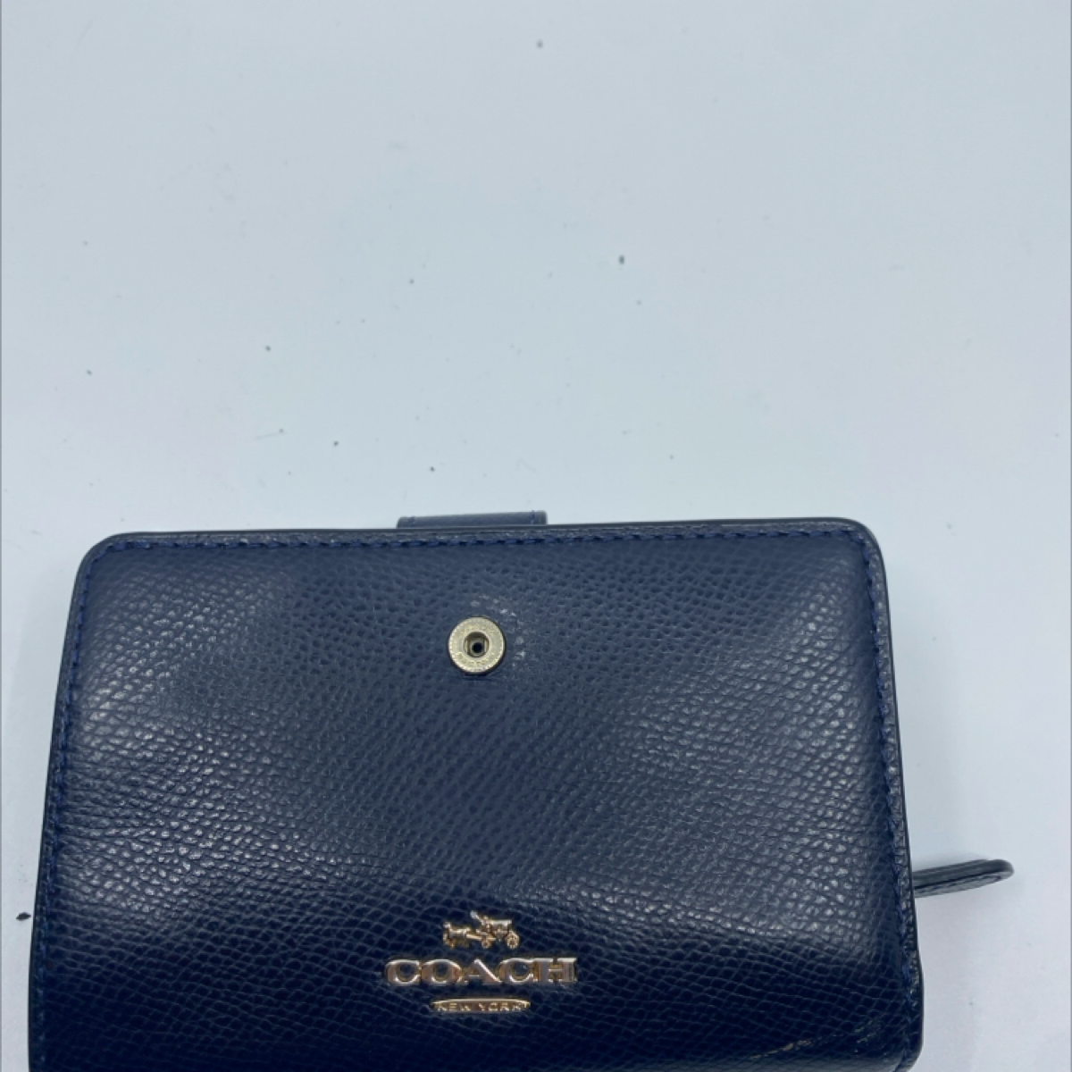 Coach Small Snap Navy Pebbled Leather Wallet