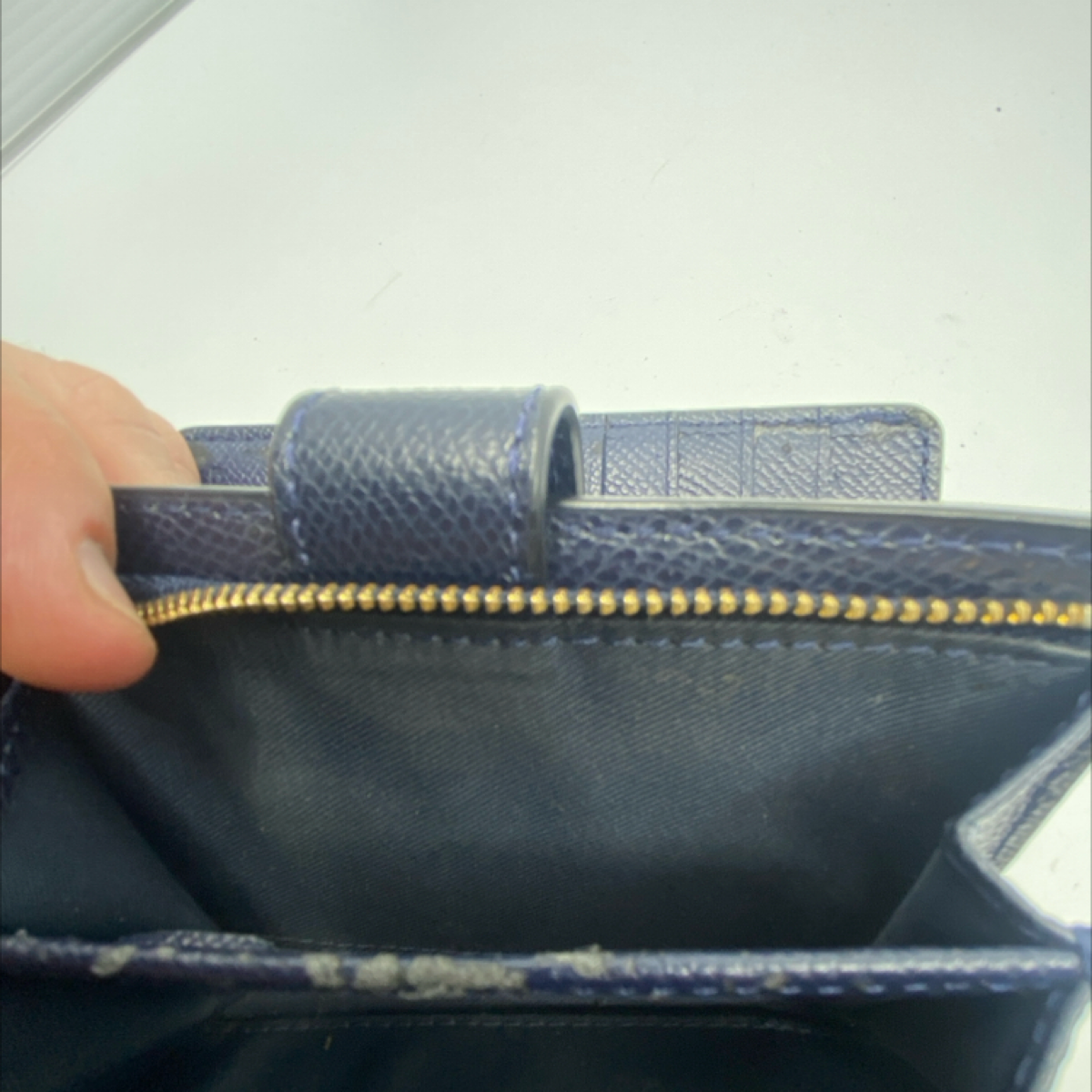 Coach Small Snap Navy Pebbled Leather Wallet