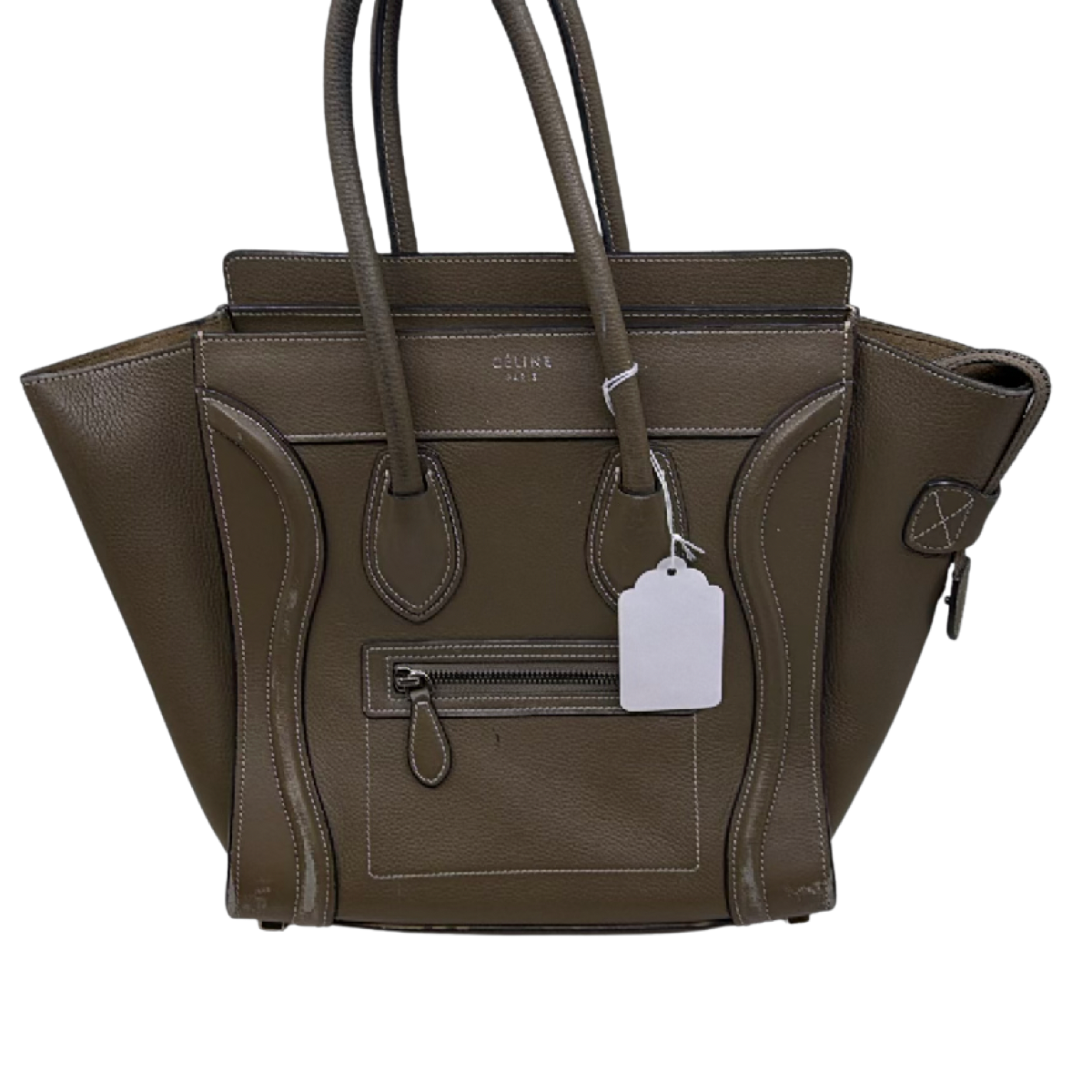 Celine Luggage Tote Khaki Leather Handbag