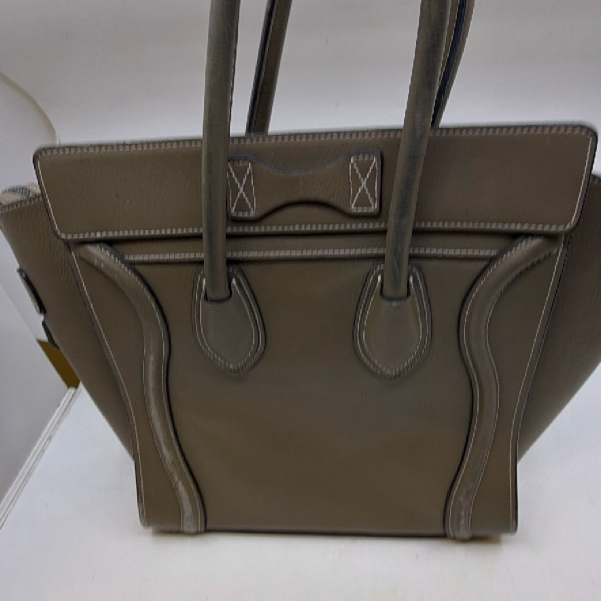 Celine Luggage Tote Khaki Leather Handbag