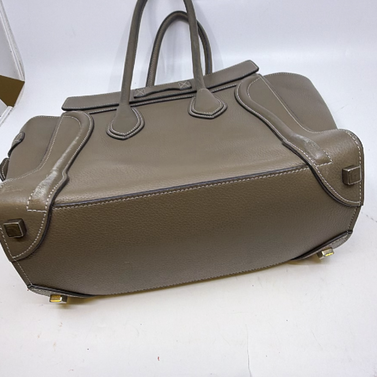 Celine Luggage Tote Khaki Leather Handbag