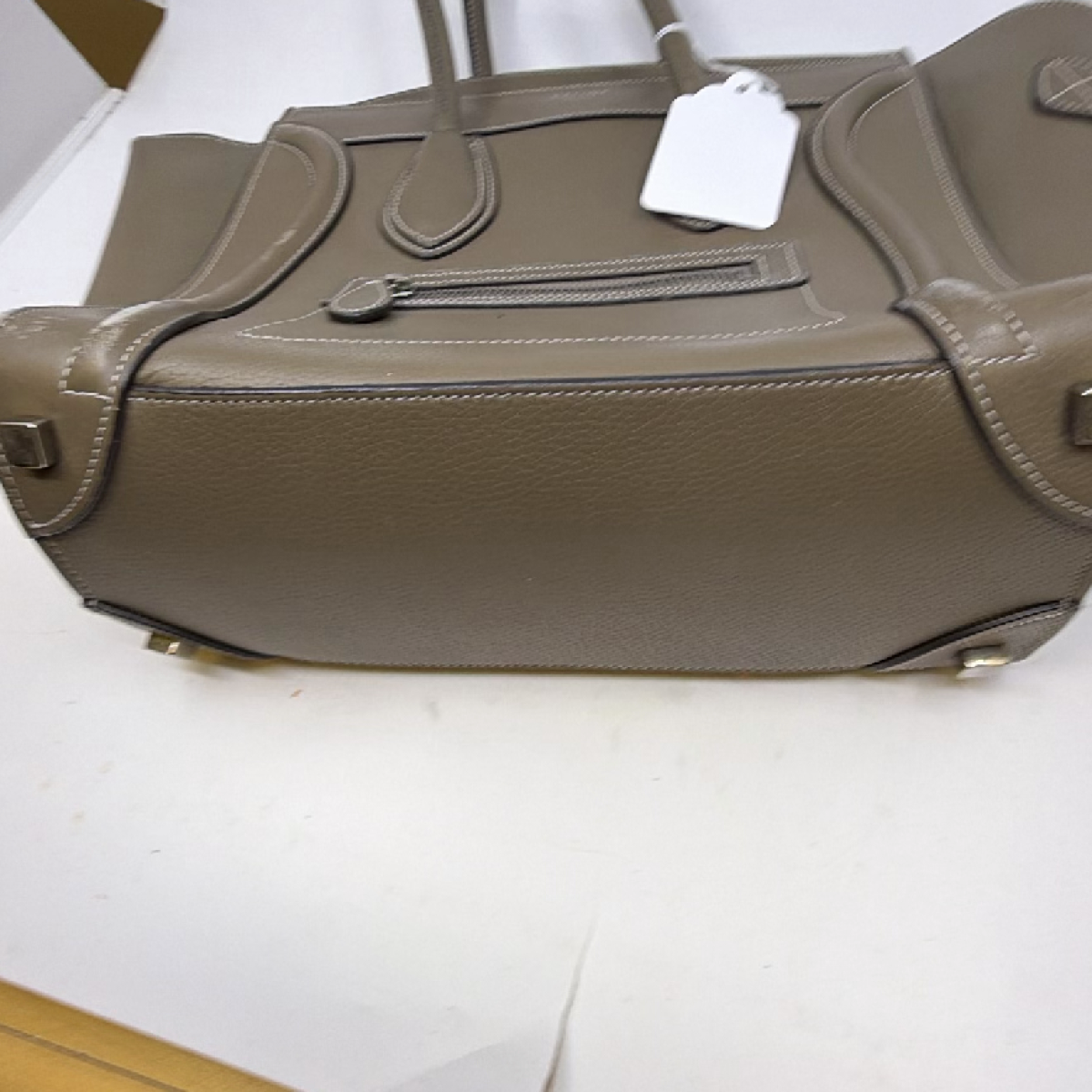 Celine Luggage Tote Khaki Leather Handbag