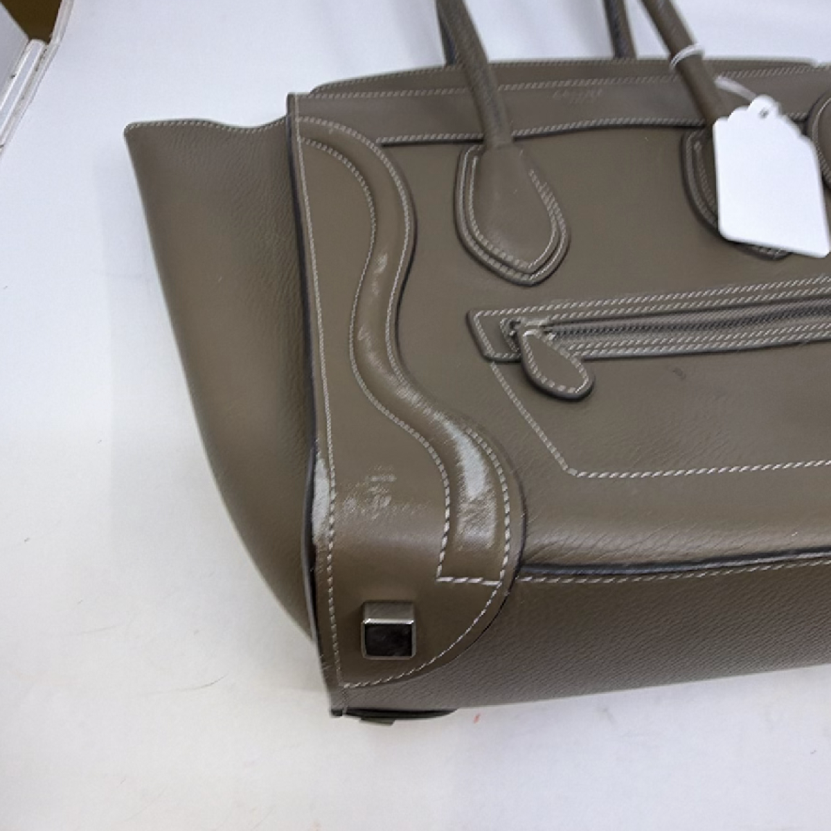 Celine Luggage Tote Khaki Leather Handbag