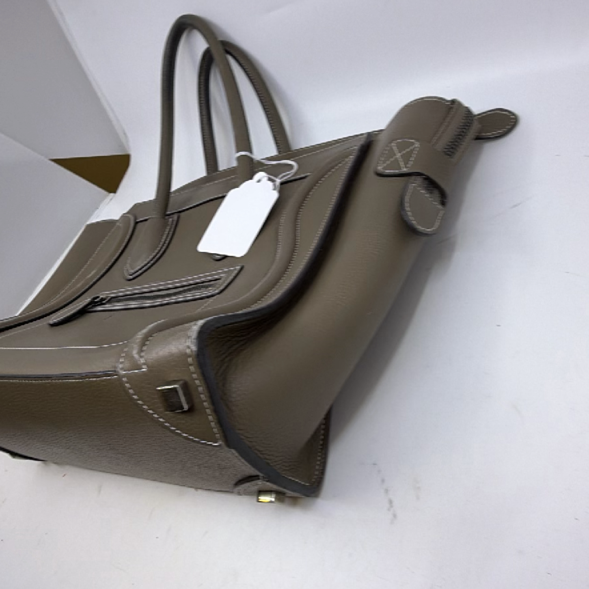 Celine Luggage Tote Khaki Leather Handbag