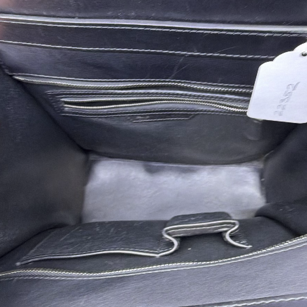 Celine Luggage Tote Black Blue Leather Calf Hair Handbag