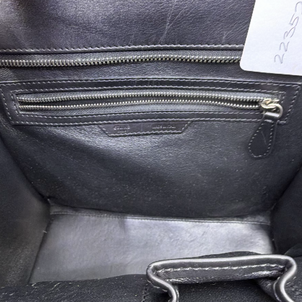 Celine Luggage Tote Black Blue Leather Calf Hair Handbag