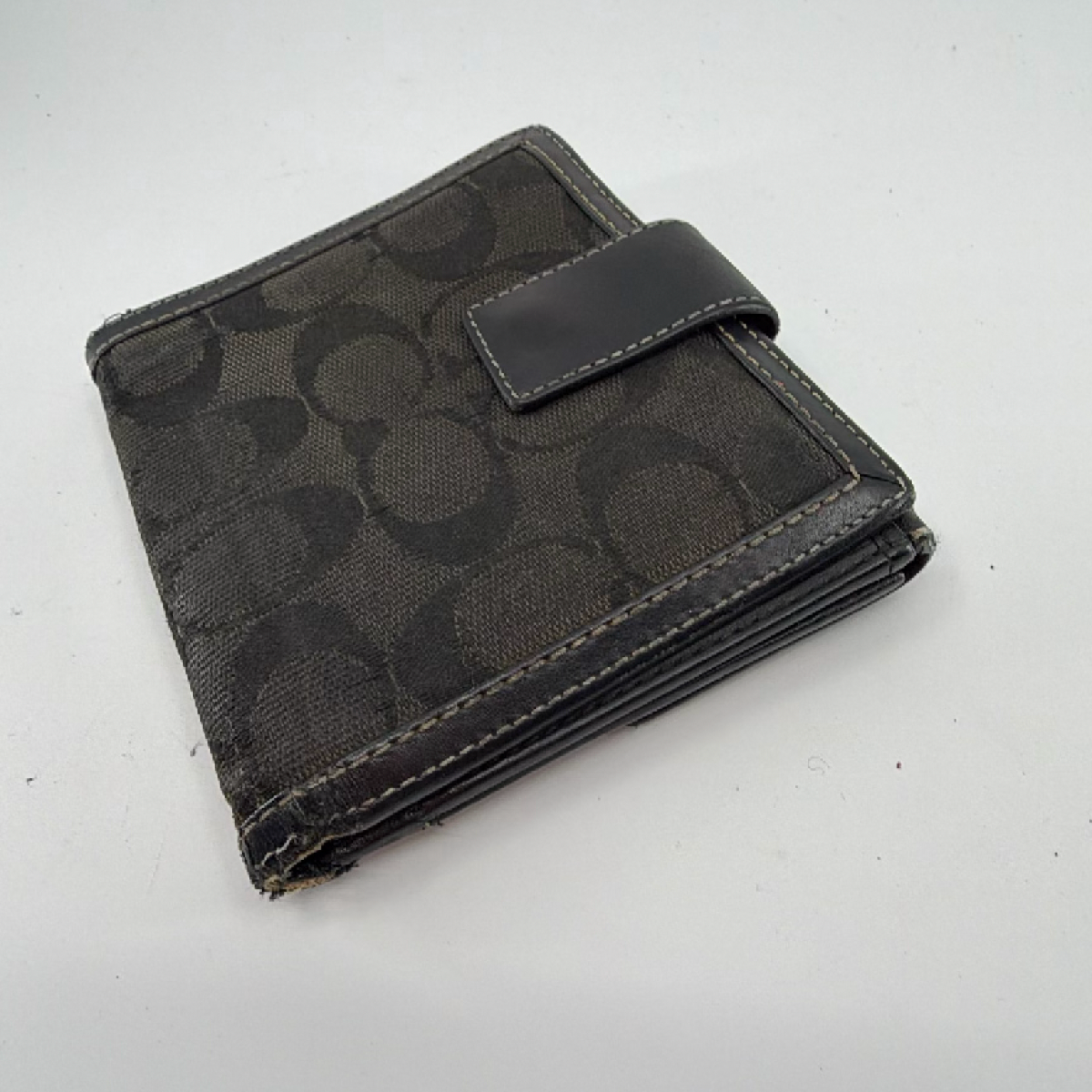 Coach Signature C Black Canvas & Leather Bifold Wallet