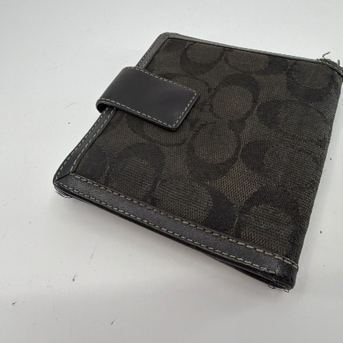 Coach Signature C Black Canvas & Leather Bifold Wallet