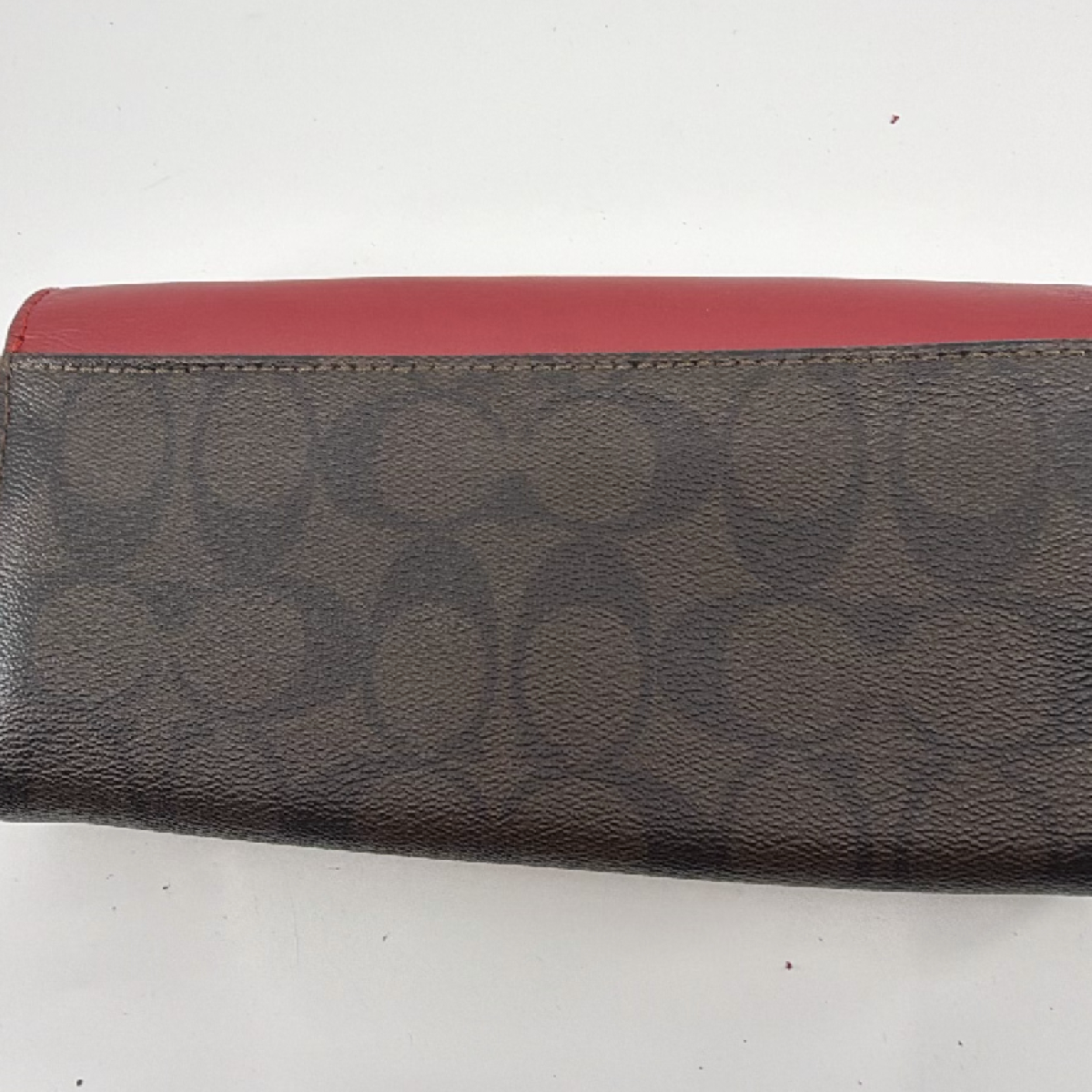 Coach Signature Flap Brown Burgundy Coated Canvas Leather Wallet