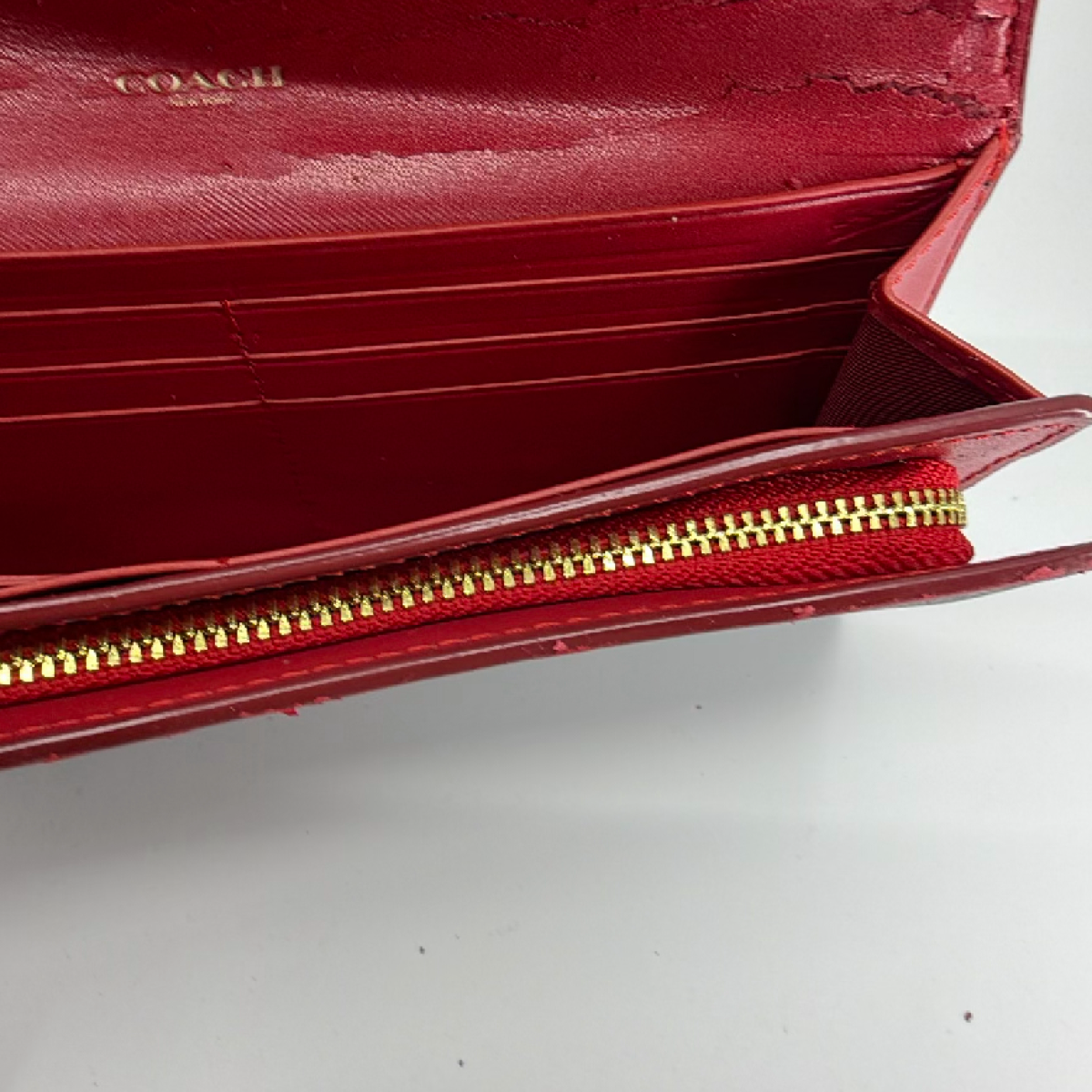 Coach Signature Flap Brown Burgundy Coated Canvas Leather Wallet
