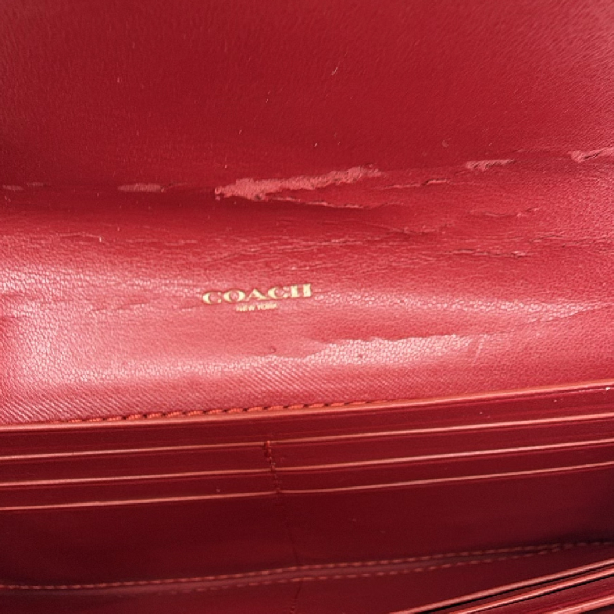 Coach Signature Flap Brown Burgundy Coated Canvas Leather Wallet