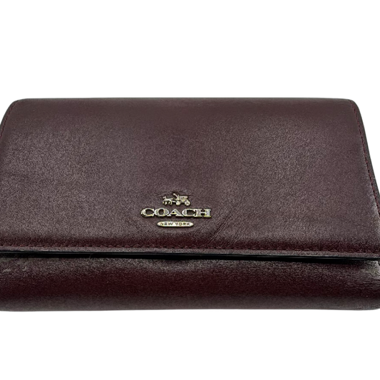 Coach Convertible Wallet Burgundy Pebbled Leather Wallet
