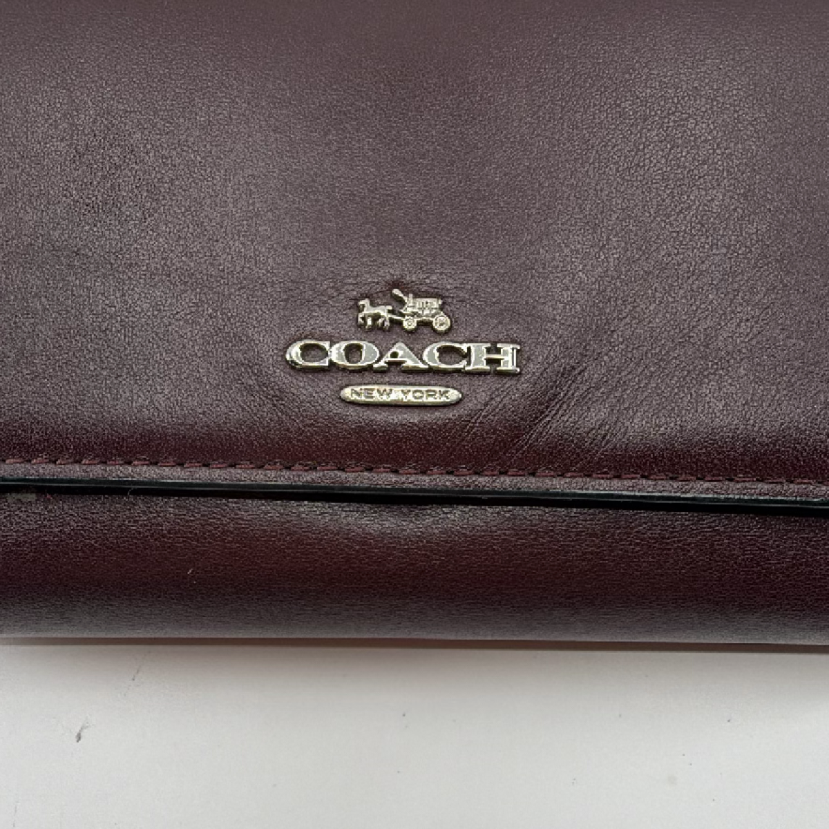 Coach Convertible Wallet Burgundy Pebbled Leather Wallet