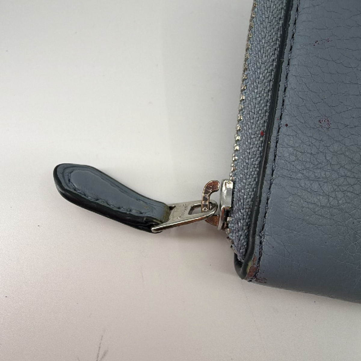 Coach Zip Around Wallet Dusty Blue Pebbled Leather Wallet