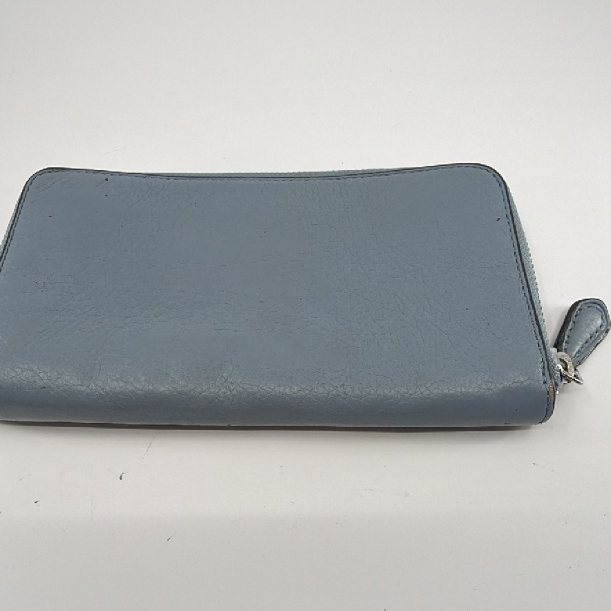 Coach Zip Around Wallet Dusty Blue Pebbled Leather Wallet