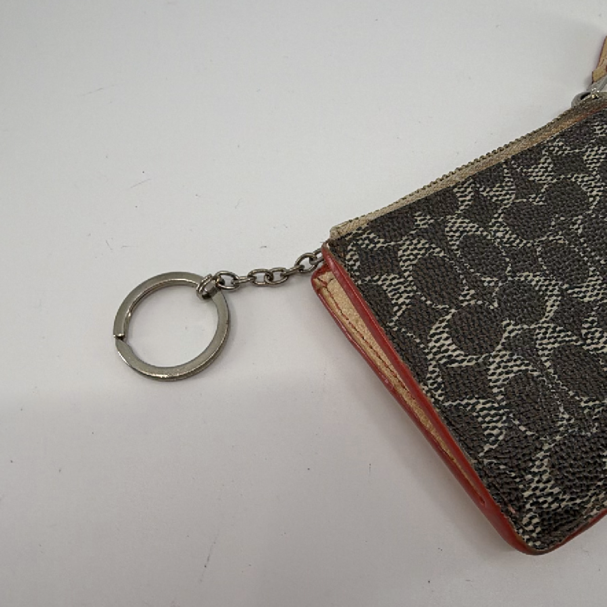 Coach Mini Skinny ID Case Brown Beige Signature Coated Canvas Card Case