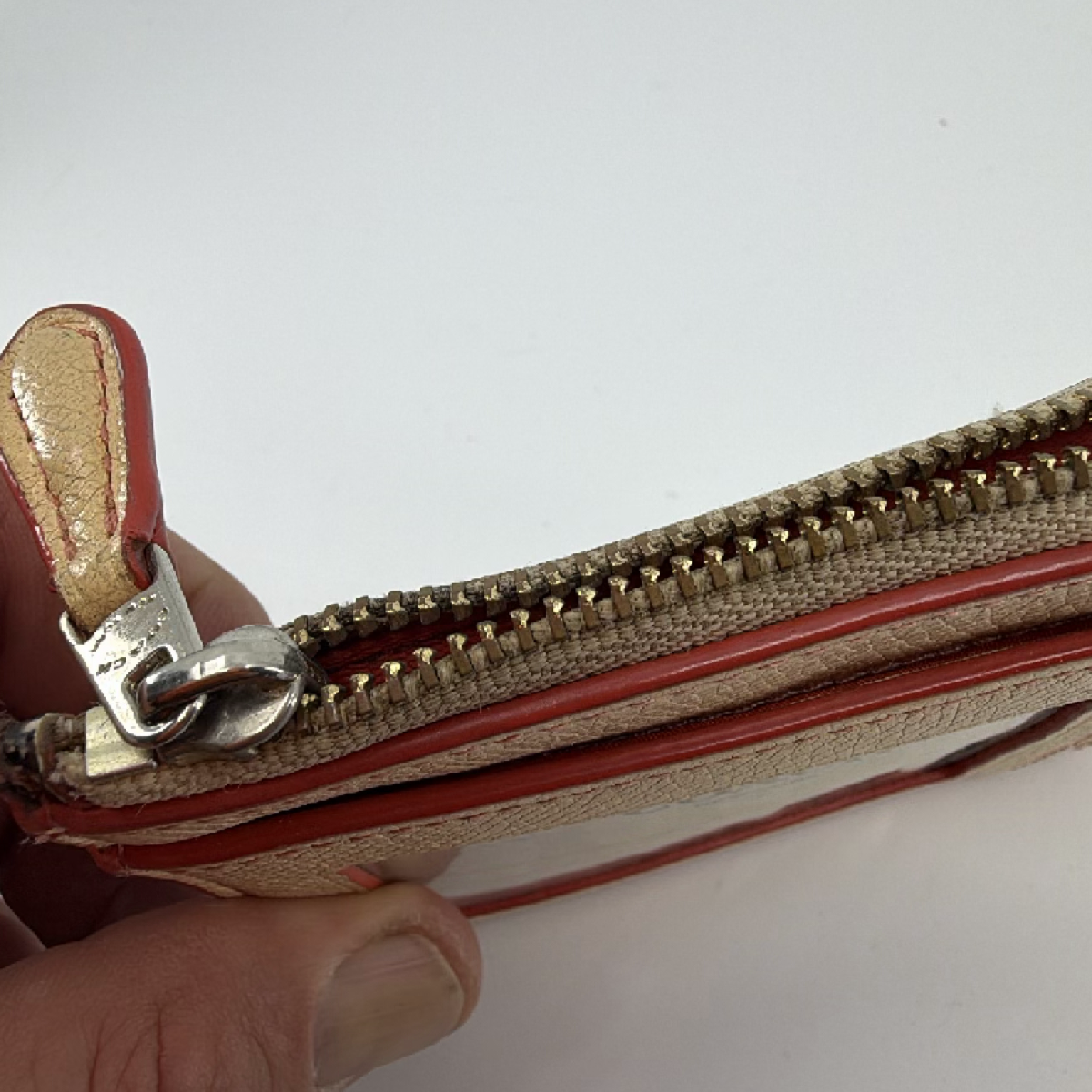 Coach Mini Skinny ID Case Brown Beige Signature Coated Canvas Card Case