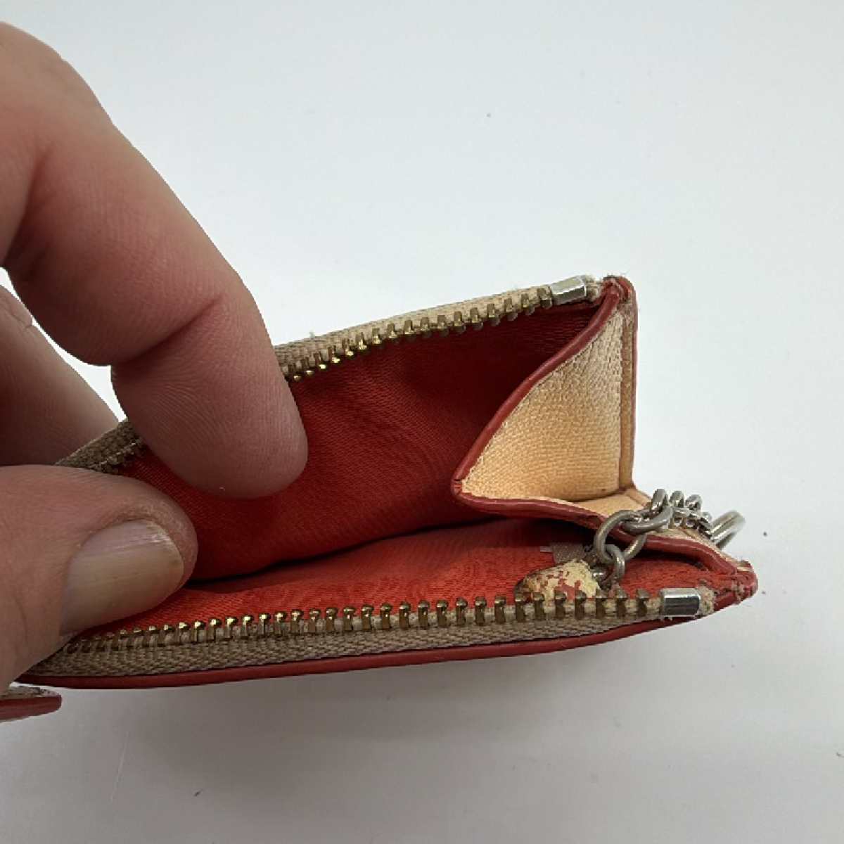Coach Mini Skinny ID Case Brown Beige Signature Coated Canvas Card Case