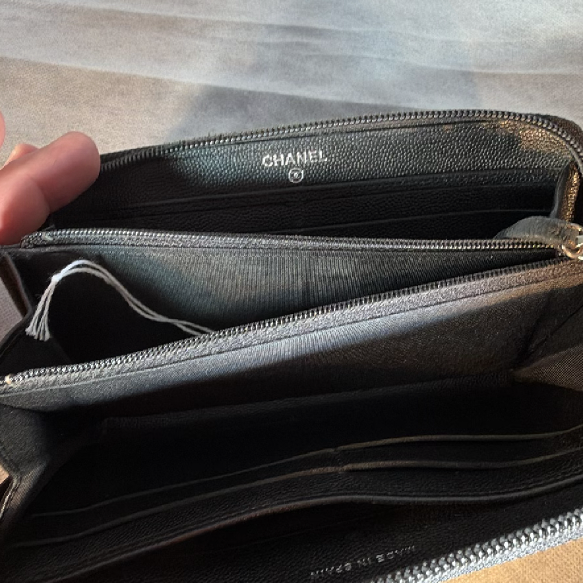 Chanel Classic Zip Around Black Caviar Leather Wallet