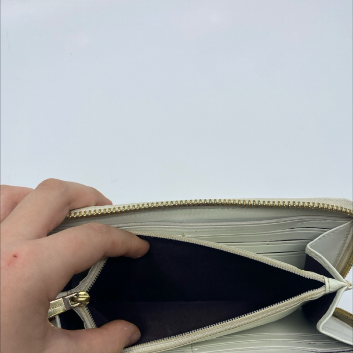 Coach Signature C Zip Around Beige Cream Coated Canvas Wallet