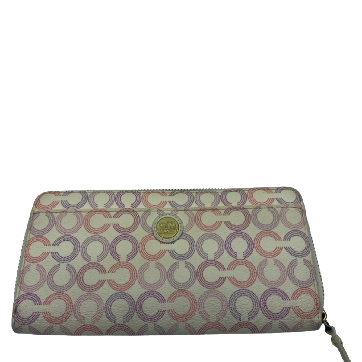 Coach Signature C Dot Cream Multi Zip Around Wallet