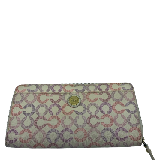 Coach Signature C Dot Cream Multi Zip Around Wallet